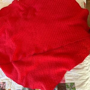 Cozy Chunky Knit Red Blanket Scarf